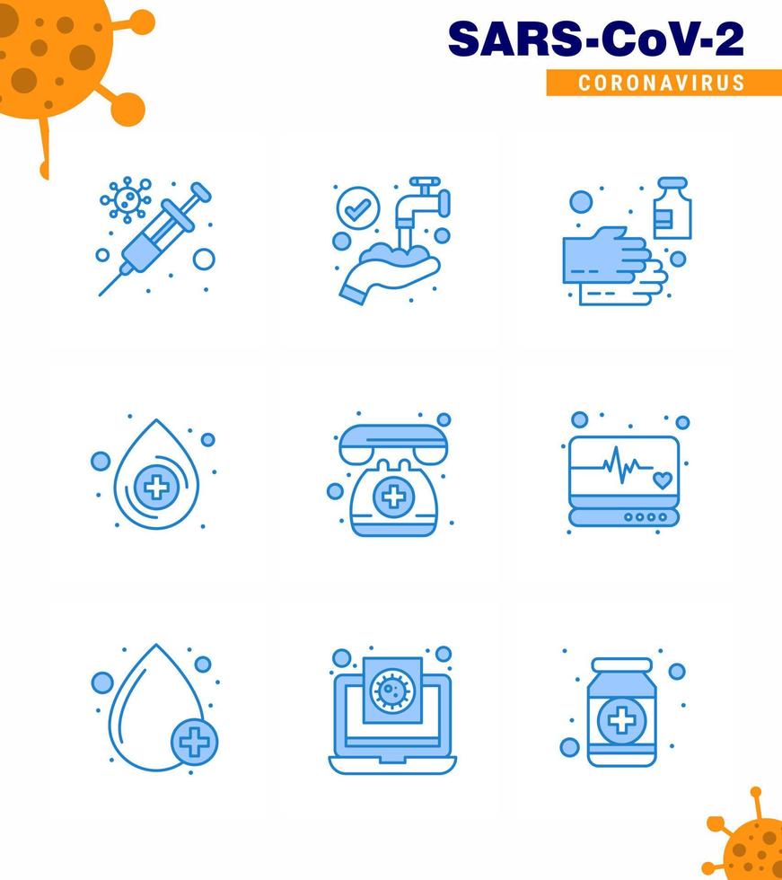 Coronavirus Awareness icon 9 Blue icons icon included medical assistance medical cleaning drop sanitizer viral coronavirus 2019nov disease Vector Design Elements