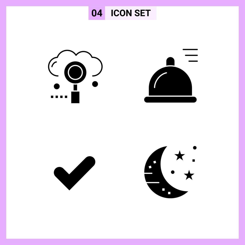 4 Icons in Solid Style Glyph Symbols on White Background Creative Vector Signs for Web mobile and Print