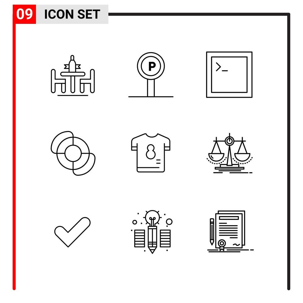 9 General Icons for website design print and mobile apps 9 Outline Symbols Signs Isolated on White Background 9 Icon Pack vector