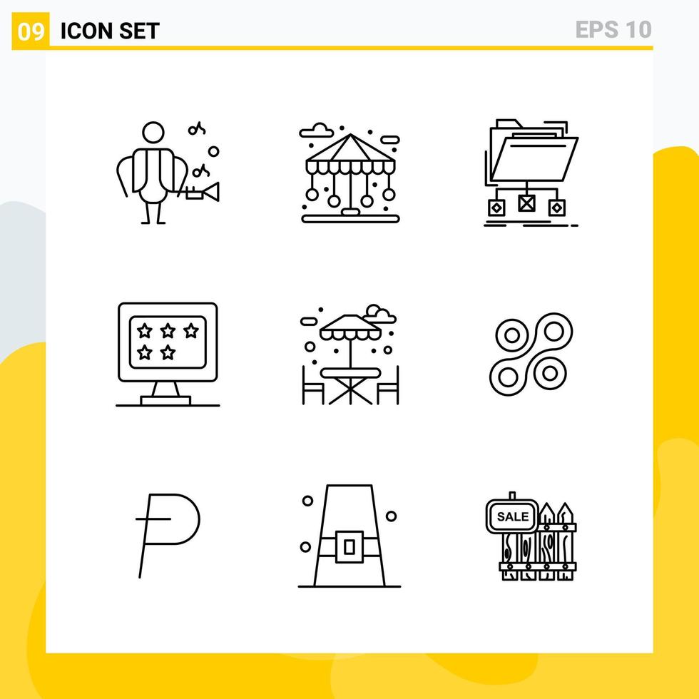 Collection of 9 Universal Line Icons Icon Set for Web and Mobile vector