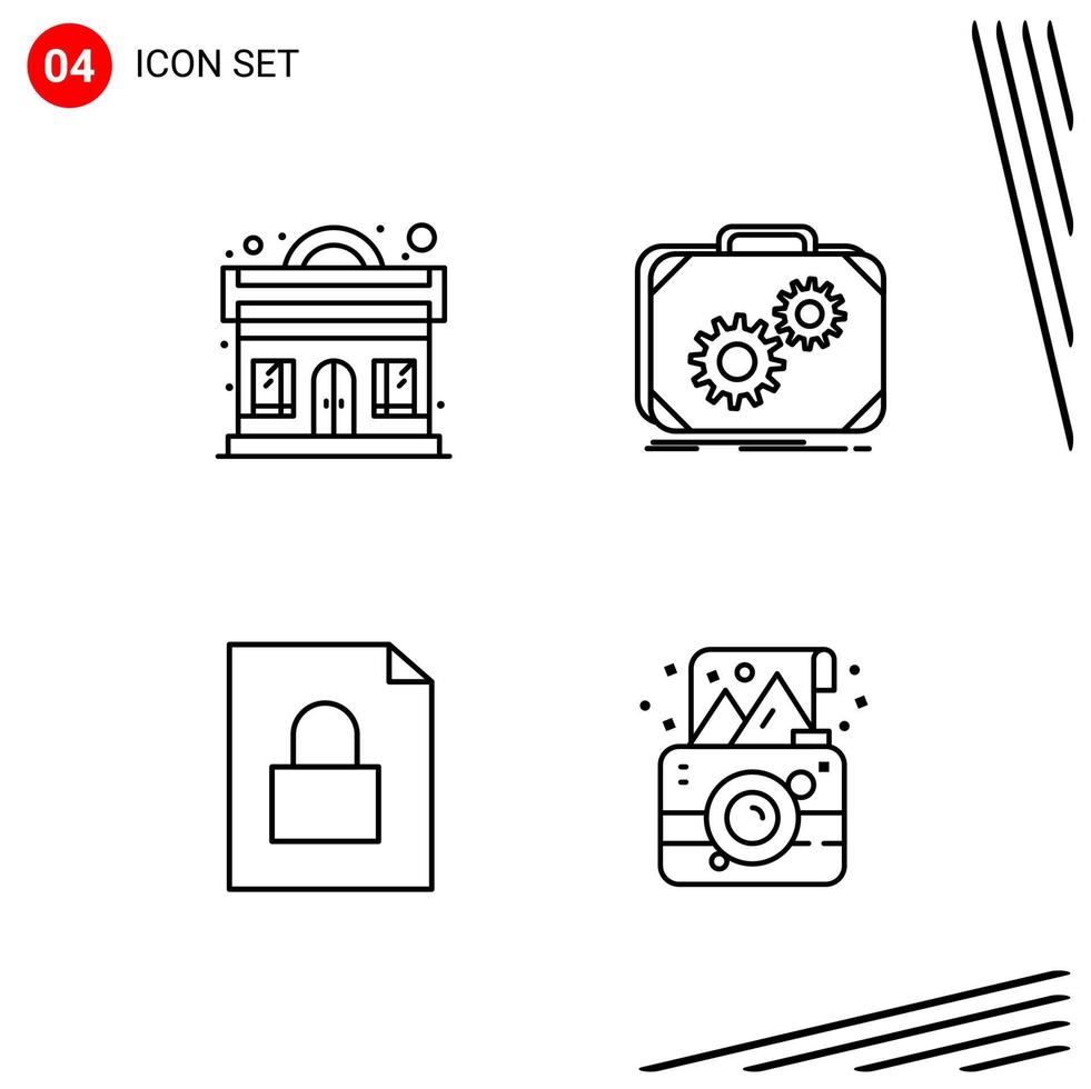 Collection of 4 Vector Icons in Line style Pixle Perfect Outline Symbols for Web and Mobile Line Icon Signs on White Background 4 Icons