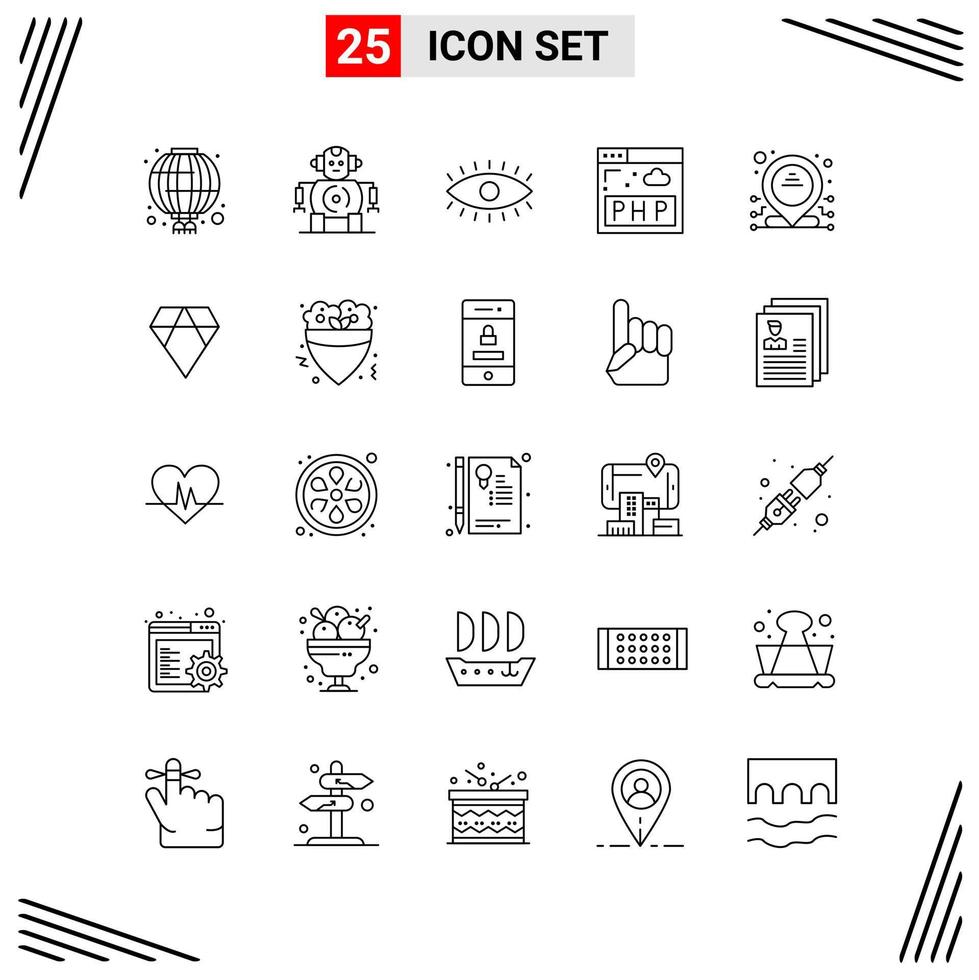 25 Icons Line Style Grid Based Creative Outline Symbols for Website Design Simple Line Icon Signs Isolated on White Background 25 Icon Set vector