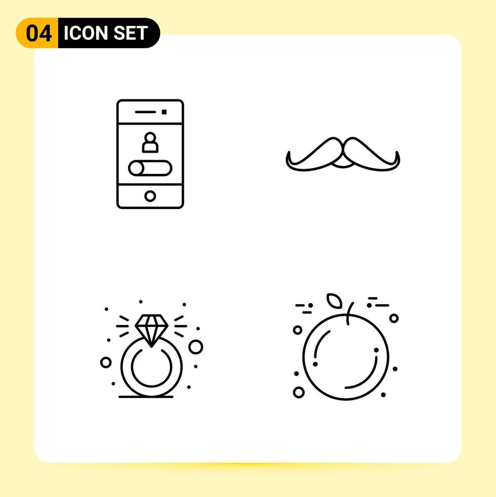 4 Creative Icons for Modern website design and responsive mobile apps 4 Outline Symbols Signs on White Background 4 Icon Pack vector