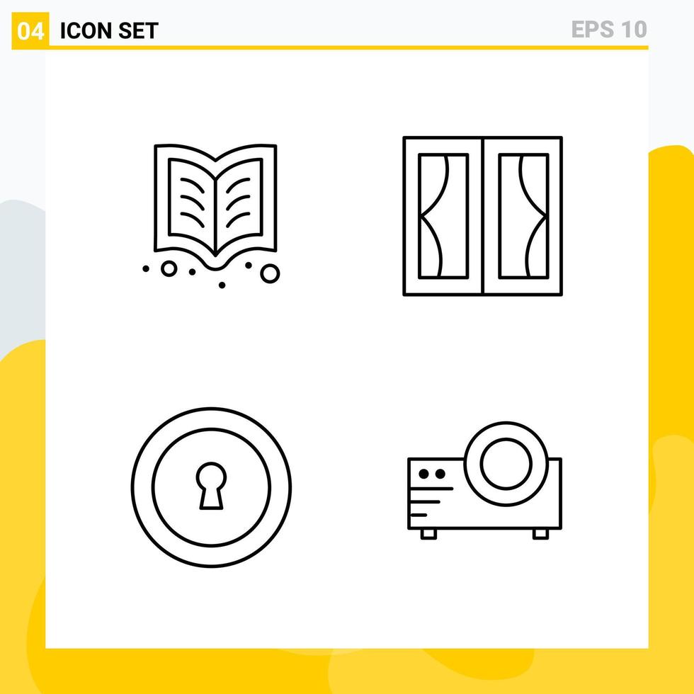 Collection of 4 Universal Line Icons Icon Set for Web and Mobile vector