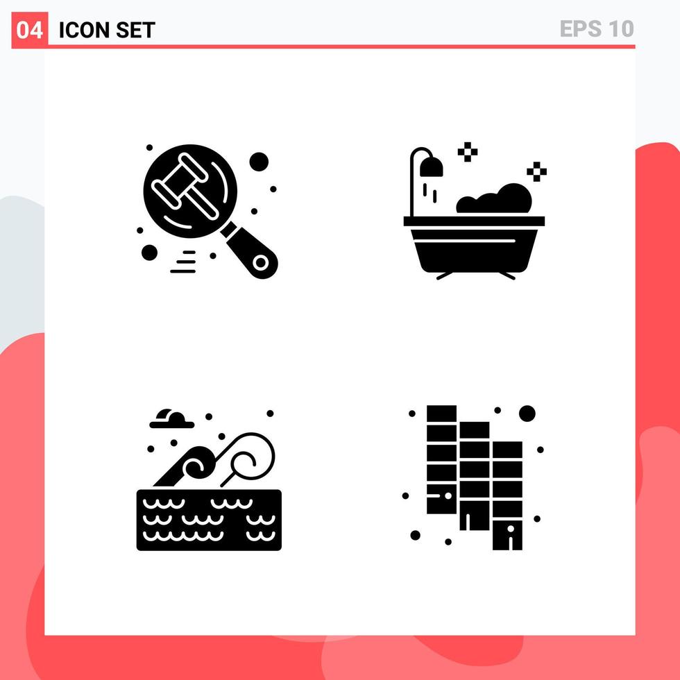 Collection of 4 Vector Icons in solid style Modern Glyph Symbols for Web and Mobile Solid Icon Sign Isolated on White Background 4 Icons