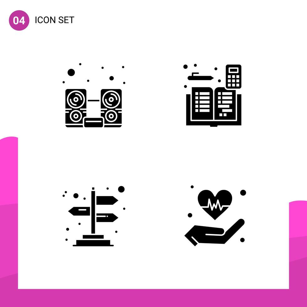 Glyph Icon set Pack of 4 Solid Icons isolated on White Background for responsive Website Design Print and Mobile Applications vector