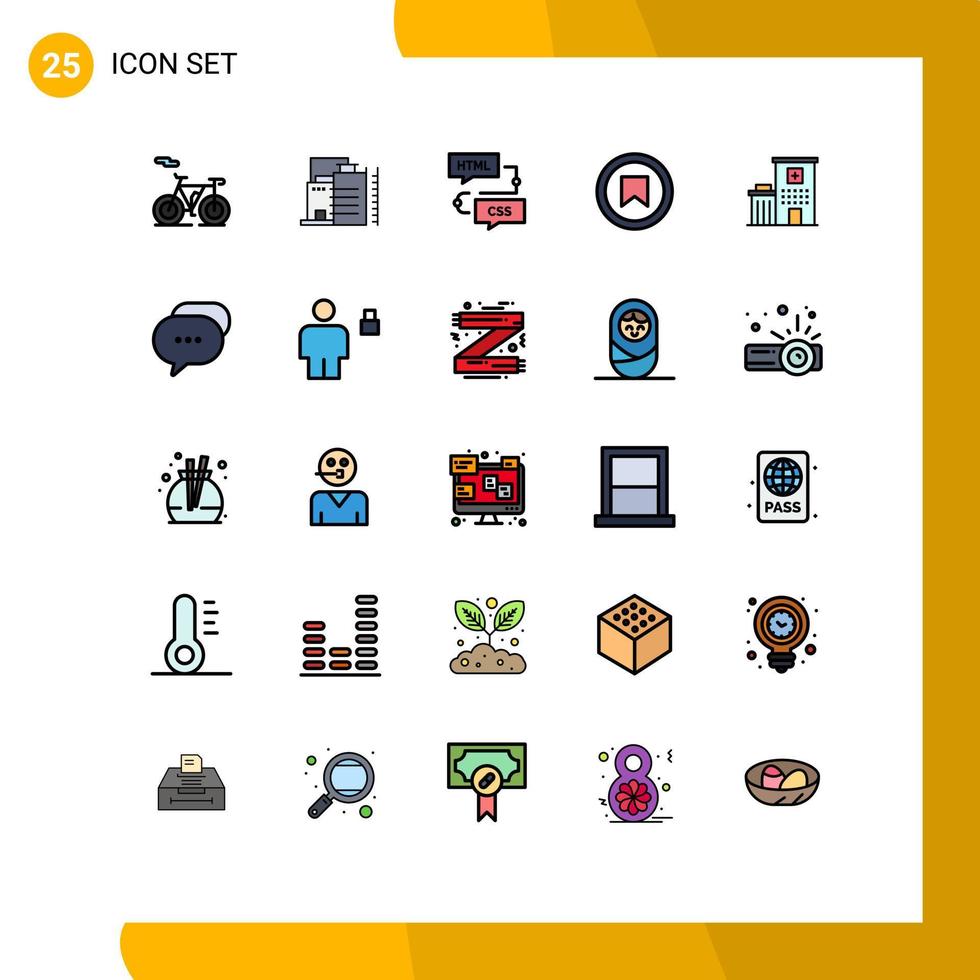 Set of 25 Modern UI Icons Symbols Signs for building user develop tag interface Editable Vector Design Elements