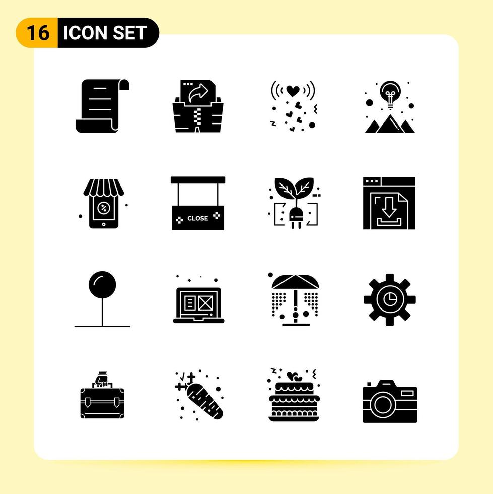 16 Creative Icons for Modern website design and responsive mobile apps 16 Glyph Symbols Signs on White Background 16 Icon Pack vector