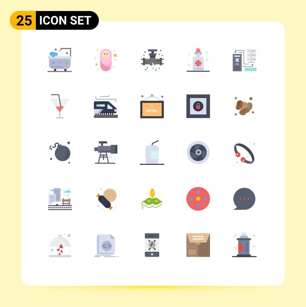 Universal Icon Symbols Group of 25 Modern Flat Colors of database combination leak spa dropper Editable Vector Design Elements
