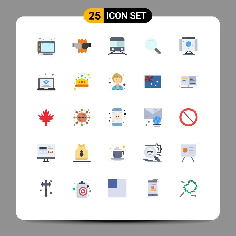 Modern Set of 25 Flat Colors and symbols such as technology internet transport computer search Editable Vector Design Elements