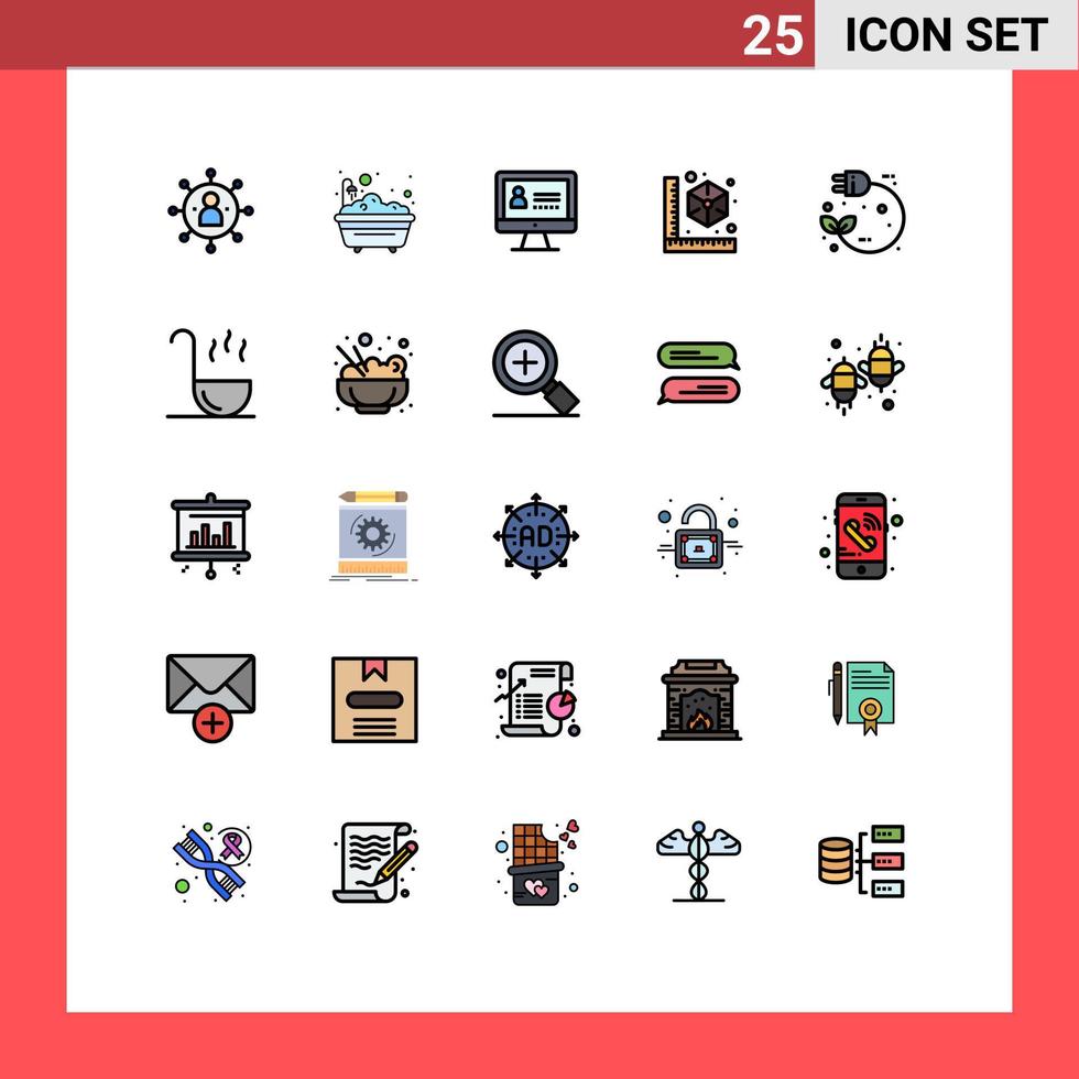 Set of 25 Modern UI Icons Symbols Signs for electric printer bathroom model cube Editable Vector Design Elements