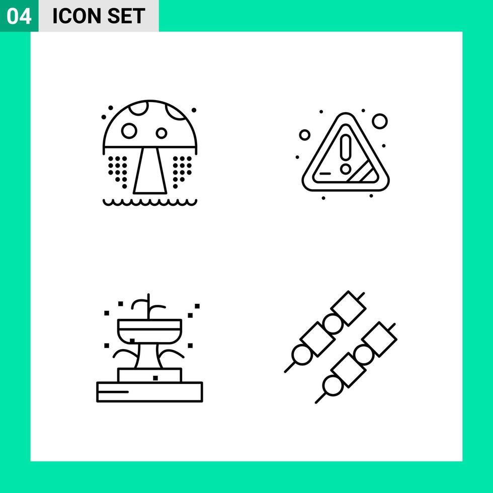 Pack of 4 Line Style Icon Set Outline Symbols for print Creative Signs Isolated on White Background 4 Icon Set vector