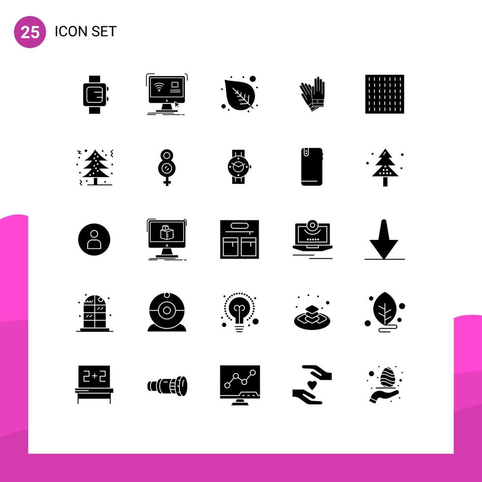 25 Thematic Vector Solid Glyphs and Editable Symbols of weather fog leaf repair building Editable Vector Design Elements