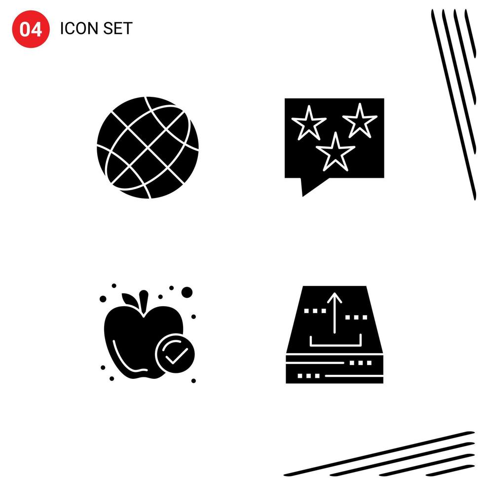 4 Creative Icons Modern Signs and Symbols of communication star earth chat food Editable Vector Design Elements