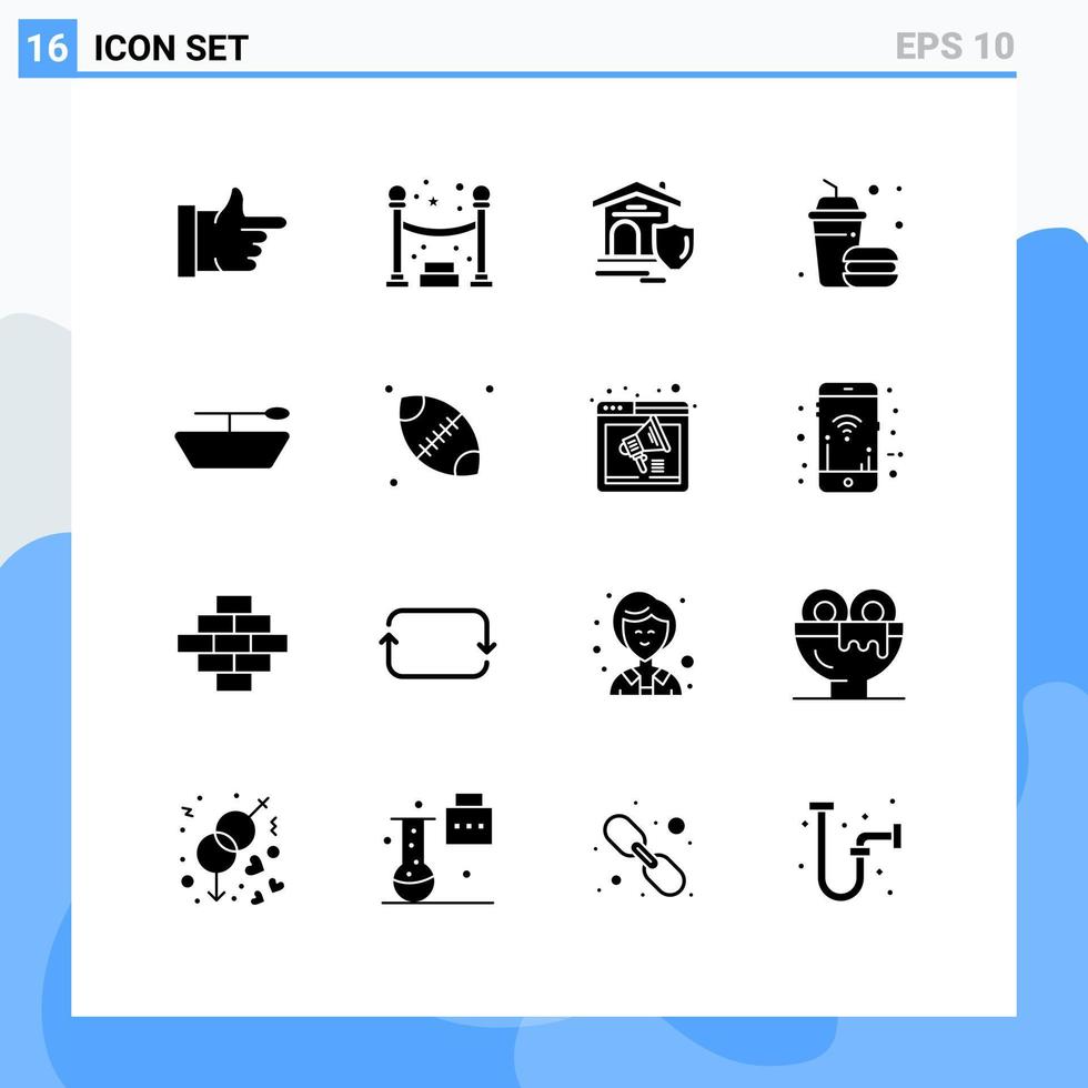 Pictogram Set of 16 Simple Solid Glyphs of thanksgiving rugby real boat fast Editable Vector Design Elements