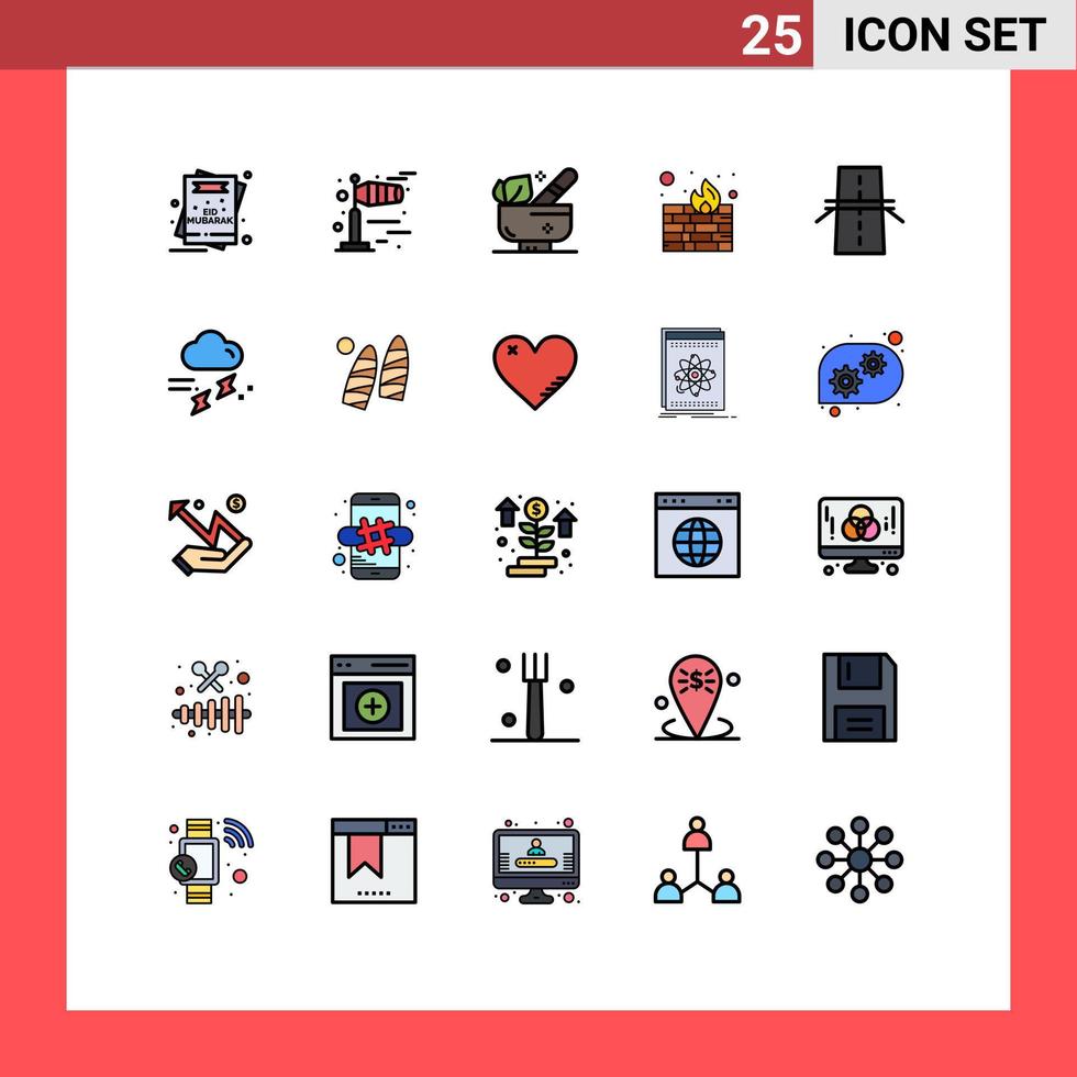 Stock Vector Icon Pack of 25 Line Signs and Symbols for creative bridge herbal security firewall Editable Vector Design Elements