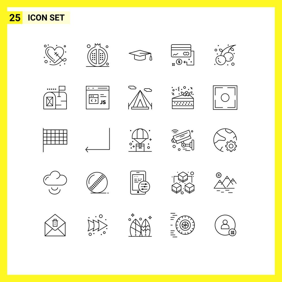 25 Creative Icons Modern Signs and Symbols of food finance pomegranate credit business Editable Vector Design Elements