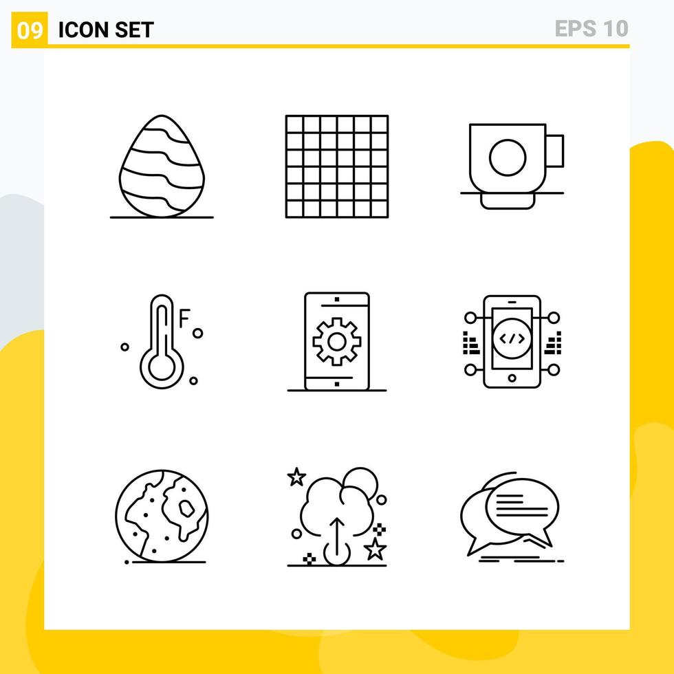 Collection of 9 Universal Line Icons Icon Set for Web and Mobile vector