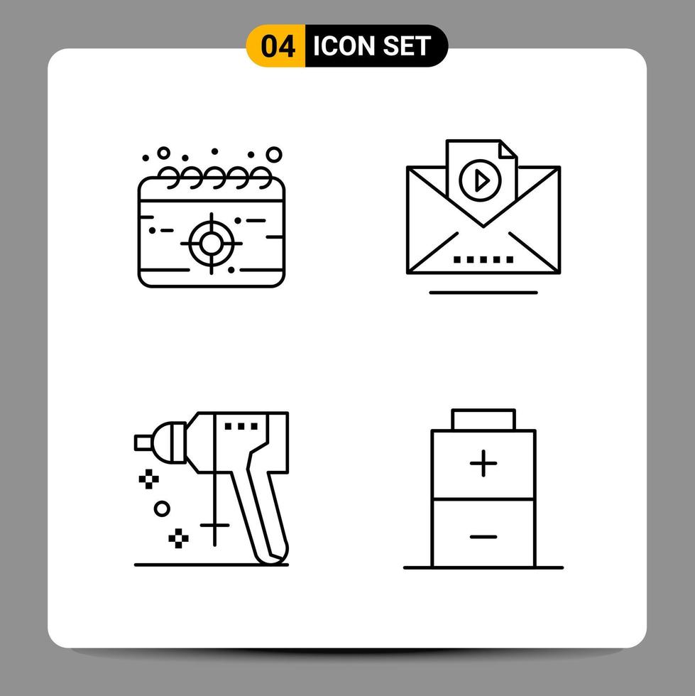 4 Black Icon Pack Outline Symbols Signs for Responsive designs on white background 4 Icons Set vector