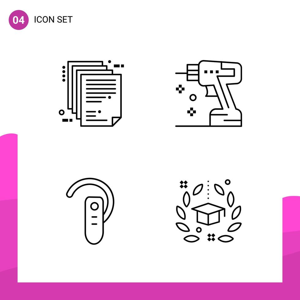 Outline Icon set Pack of 4 Line Icons isolated on White Background for responsive Website Design Print and Mobile Applications vector