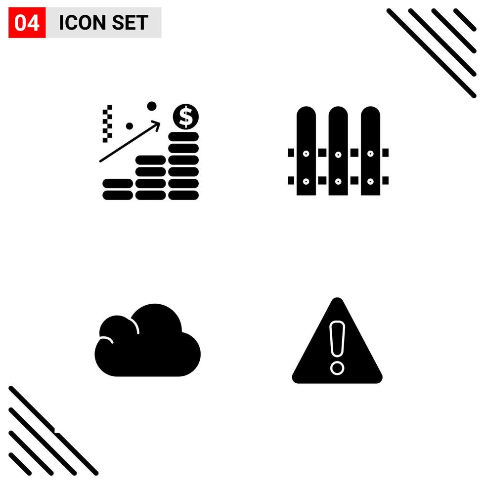 Pixle Perfect Set of 4 Solid Icons Glyph Icon Set for Webite Designing and Mobile Applications Interface vector