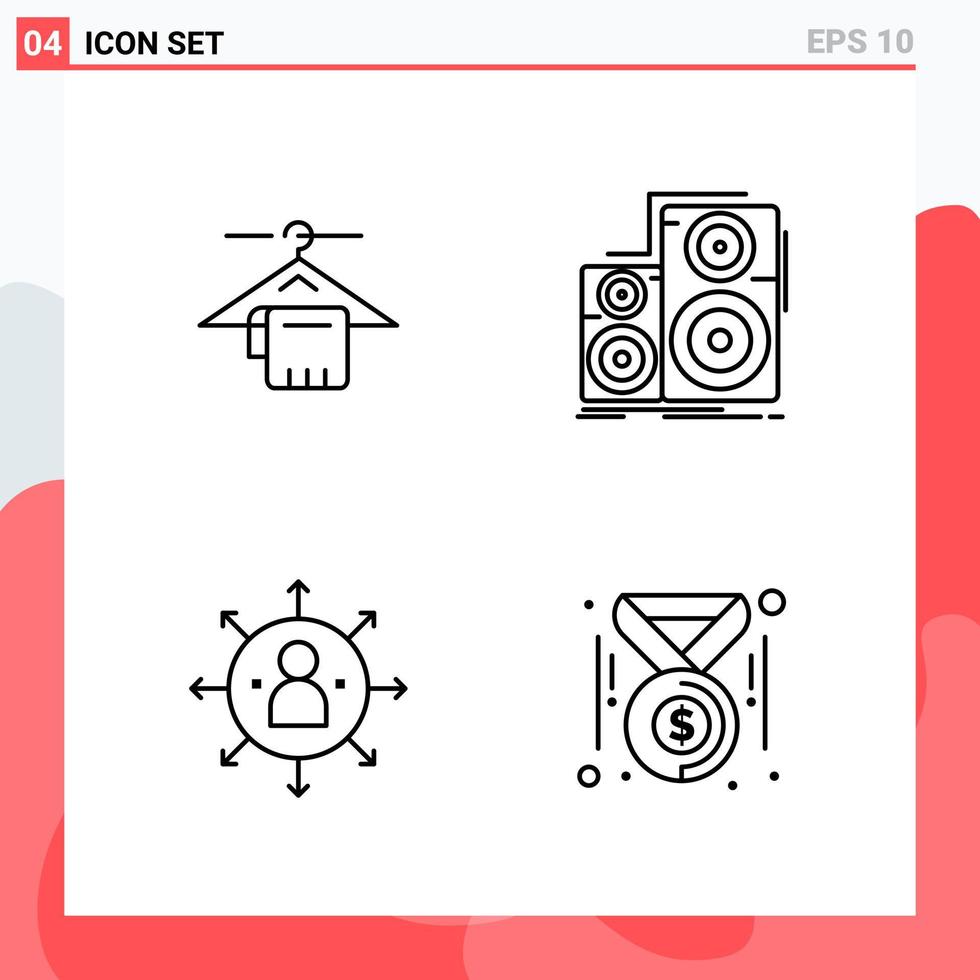 Collection of 4 Vector Icons in Line style Modern Outline Symbols for Web and Mobile Line Icon Sign Isolated on White Background 4 Icons