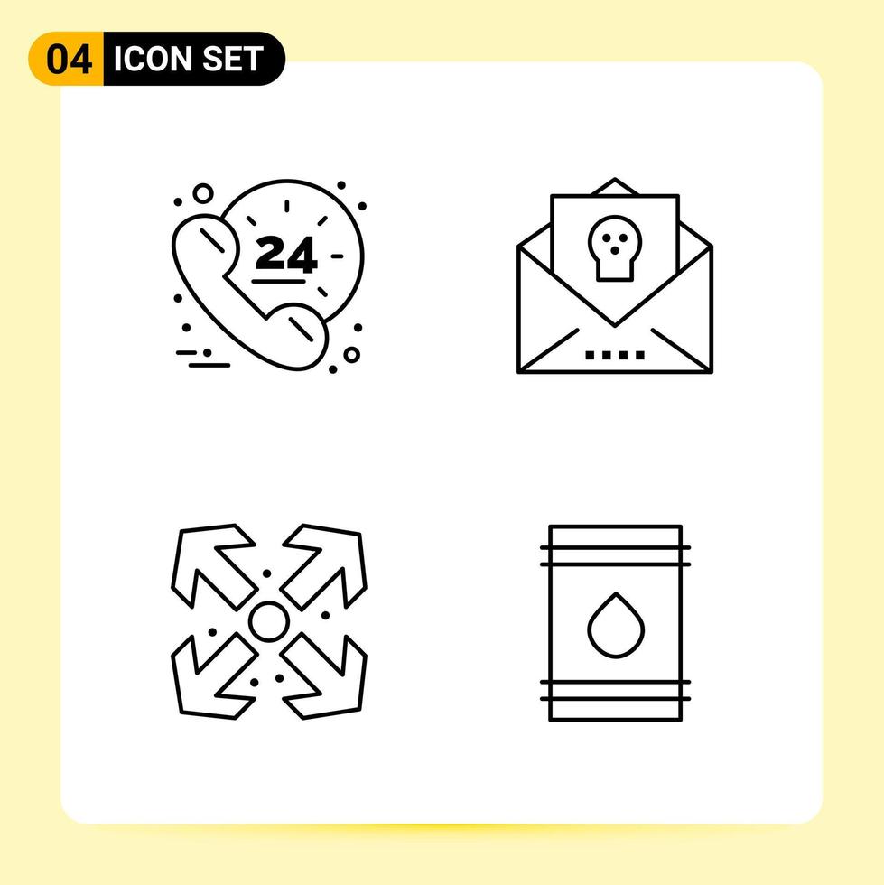 4 Creative Icons for Modern website design and responsive mobile apps 4 Outline Symbols Signs on White Background 4 Icon Pack vector