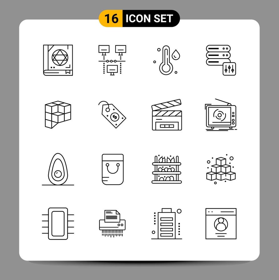 16 Black Icon Pack Outline Symbols Signs for Responsive designs on white background 16 Icons Set vector