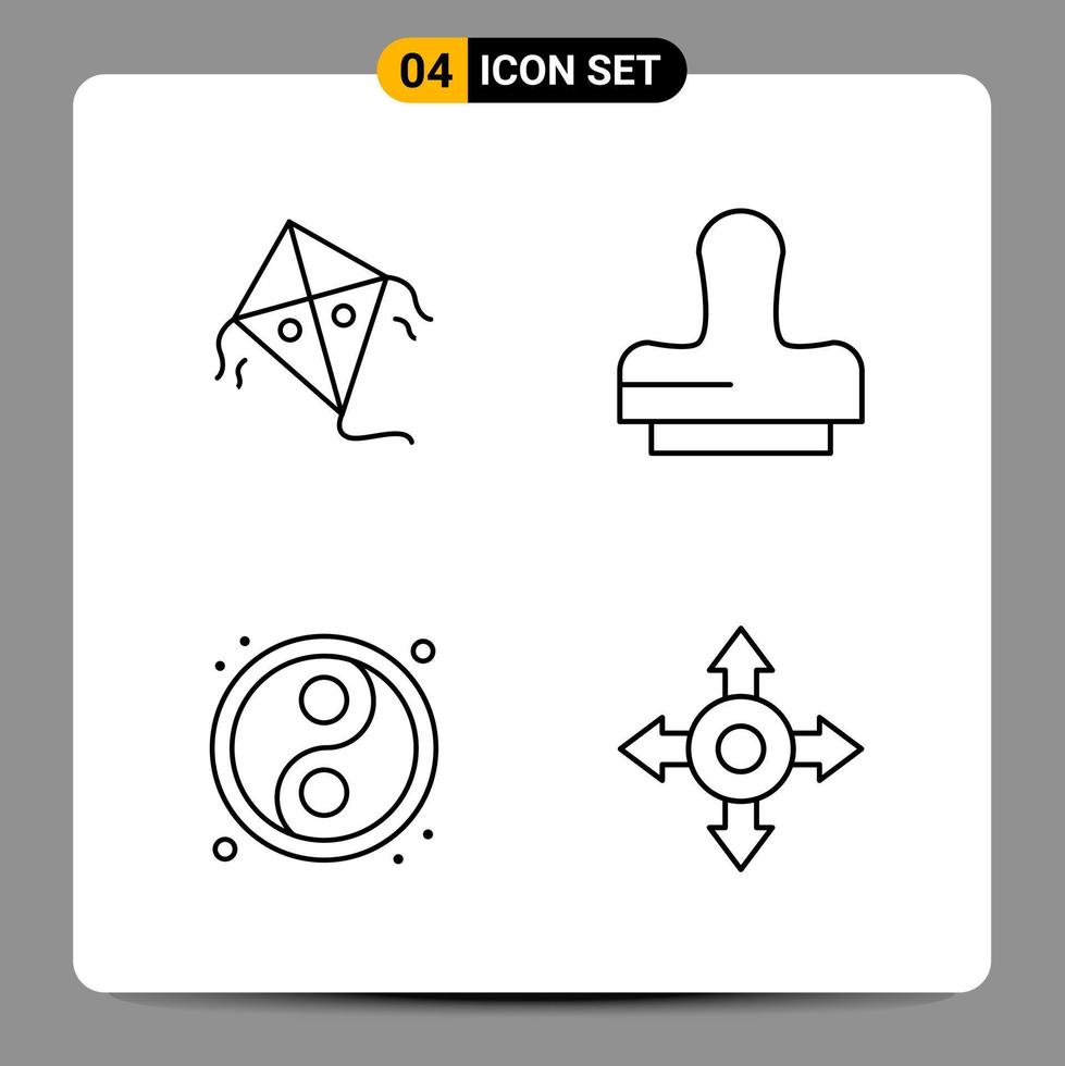 4 Black Icon Pack Outline Symbols Signs for Responsive designs on white background 4 Icons Set vector