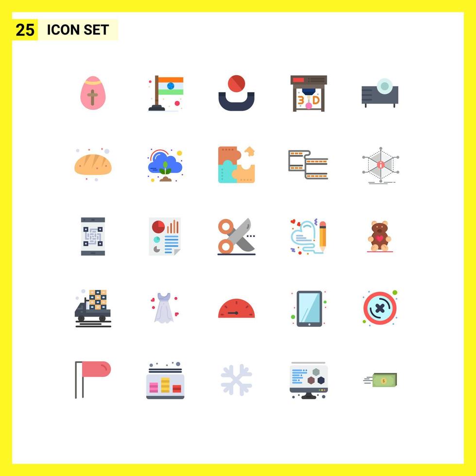 Universal Icon Symbols Group of 25 Modern Flat Colors of technology products deny electronics printing Editable Vector Design Elements