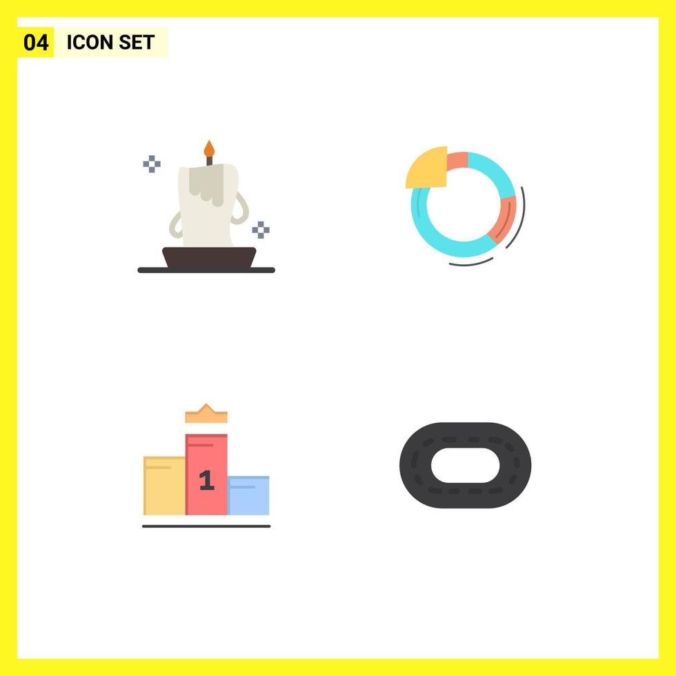 Pictogram Set of 4 Simple Flat Icons of burning light pedestal illumination circle first place Editable Vector Design Elements