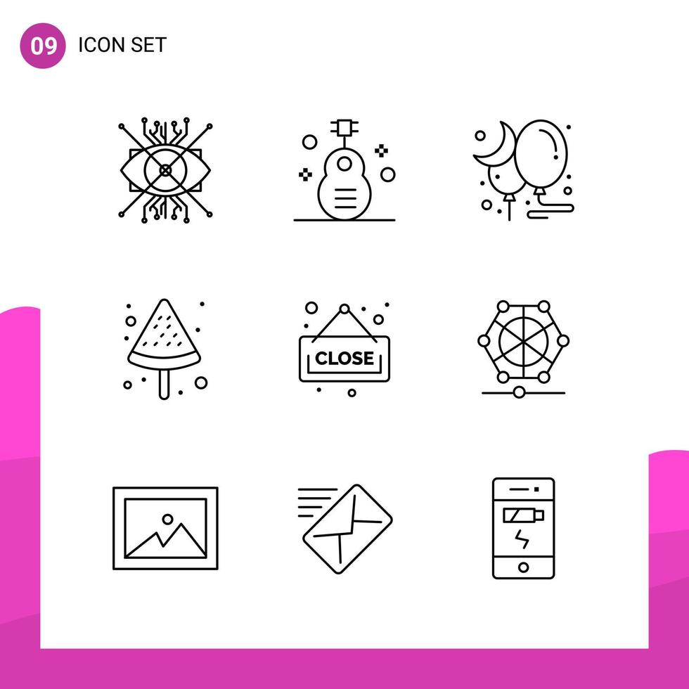 paquete de conjunto de iconos de contorno de 9 iconos de línea aislados en fondo blanco para aplicaciones móviles y de impresión de diseño de sitios web receptivos vector