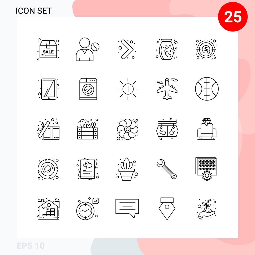 Vector Pack of 25 Icons in Line Style Creative Outline Pack isolated on White Background for Web and Mobile