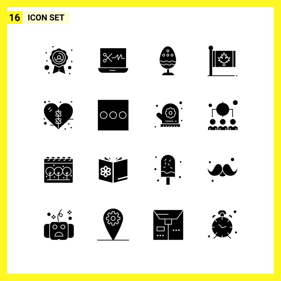 16 conjunto de iconos símbolos sólidos simples signo de glifo sobre fondo blanco para el diseño de sitios web, aplicaciones móviles y medios impresos vector