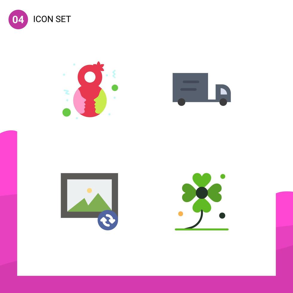 Modern Set of 4 Flat Icons Pictograph of eight march clover woman image ireland Editable Vector Design Elements
