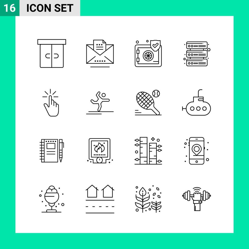 Pack of 16 Line Style Icon Set Outline Symbols for print Creative Signs Isolated on White Background 16 Icon Set vector