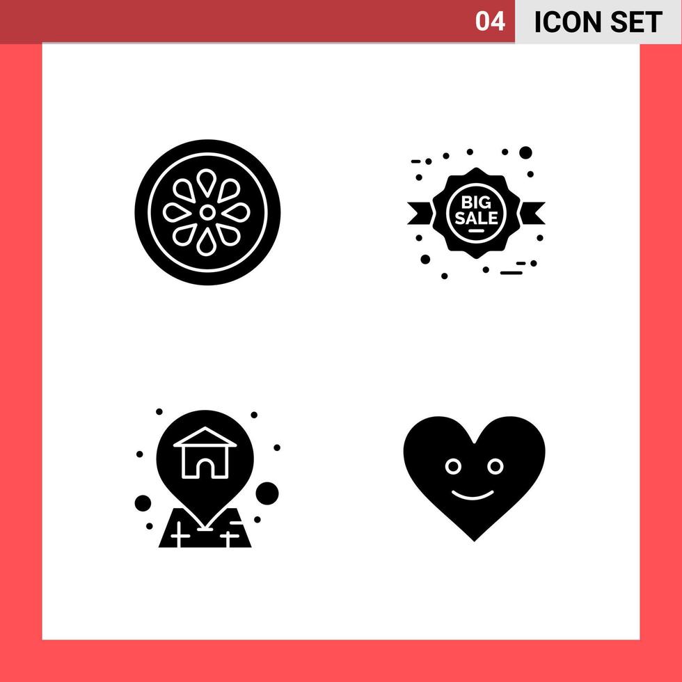 4 Icon Pack Solid Style Glyph Symbols on White Background Simple Signs for general designing vector