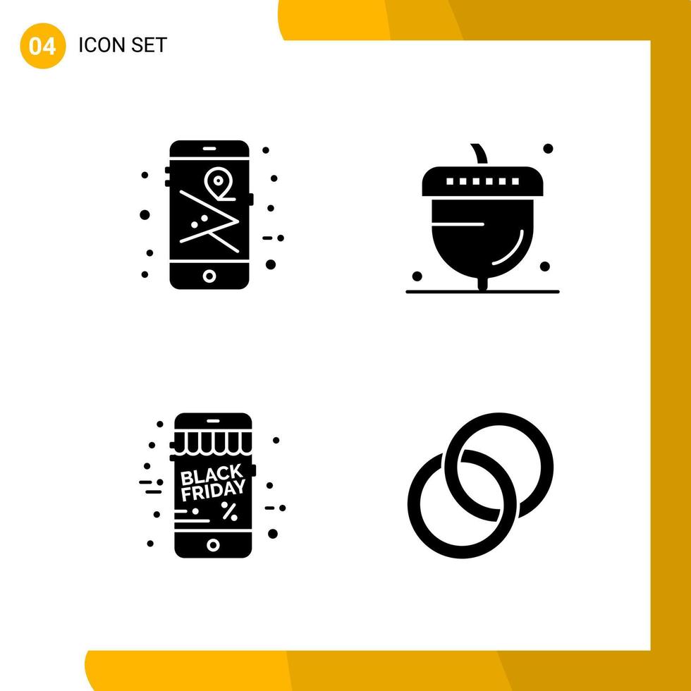 4 Icon Set Solid Style Icon Pack Glyph Symbols isolated on White Backgound for Responsive Website Designing vector