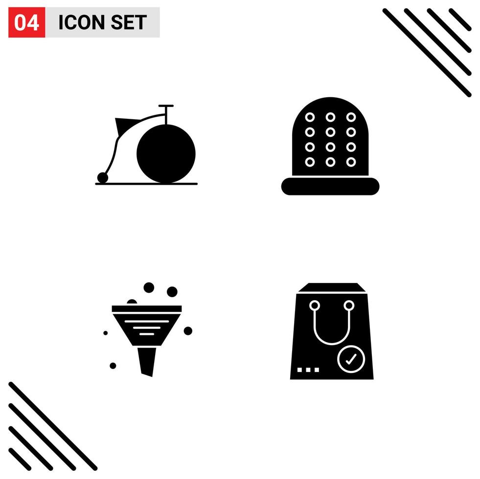 Modern Set of 4 Solid Glyphs and symbols such as bicycle management wheel business check Editable Vector Design Elements