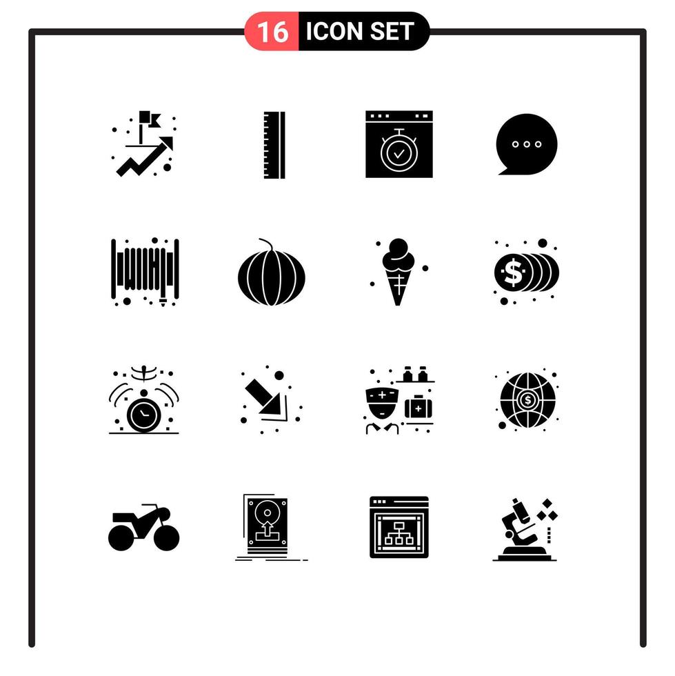 conjunto de 16 iconos de interfaz de usuario modernos signos de símbolos para elementos de diseño de vector editables de chat de alarma de página de emergencia de manguera