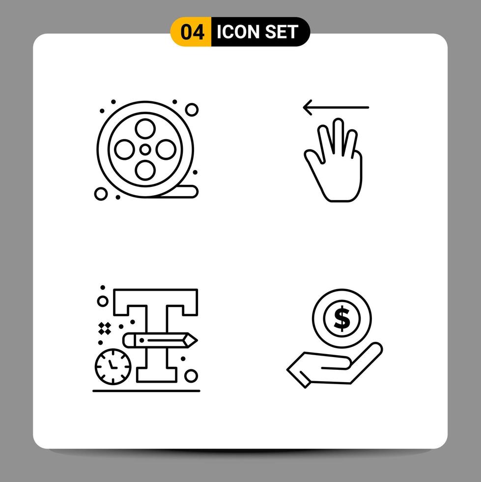 4 Black Icon Pack Outline Symbols Signs for Responsive designs on white background 4 Icons Set vector