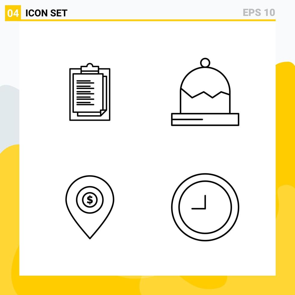 Collection of 4 Universal Line Icons Icon Set for Web and Mobile vector