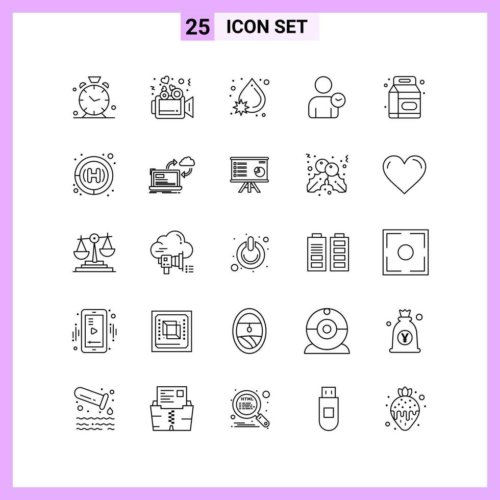25 Icons in Line Style Outline Symbols on White Background Creative Vector Signs for Web mobile and Print