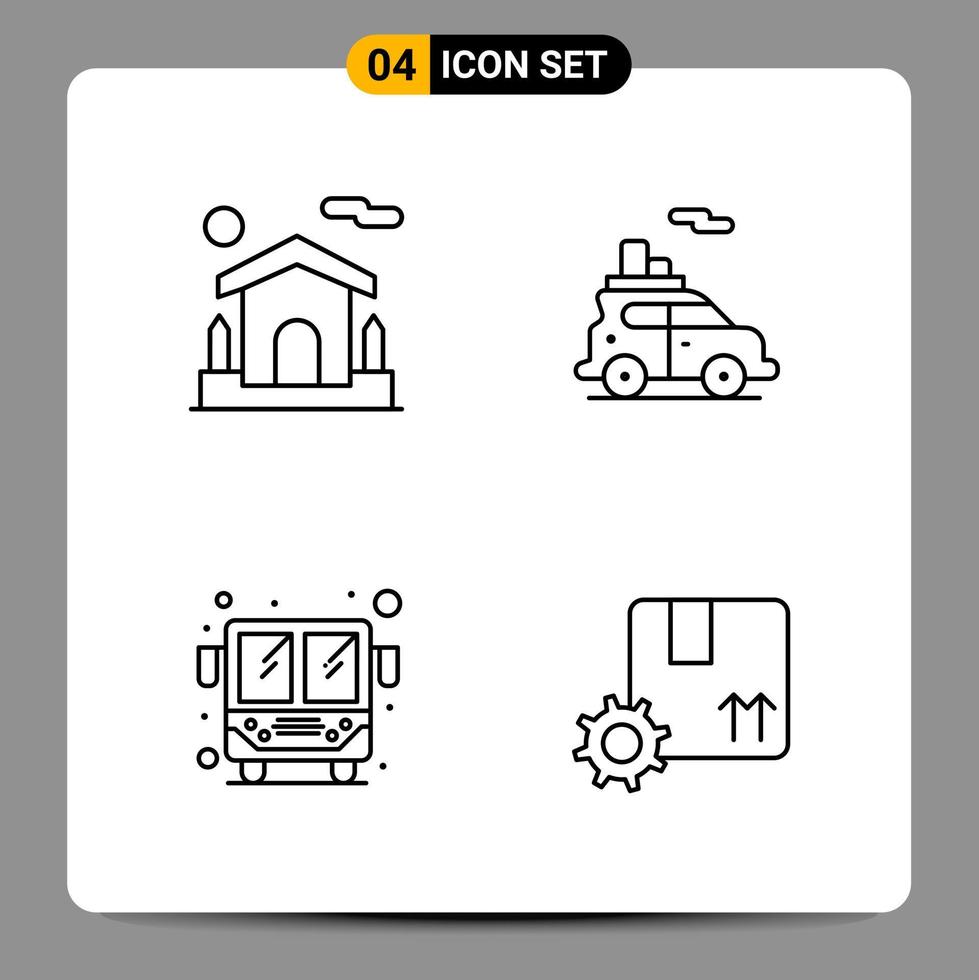 4 Black Icon Pack Outline Symbols Signs for Responsive designs on white background 4 Icons Set vector