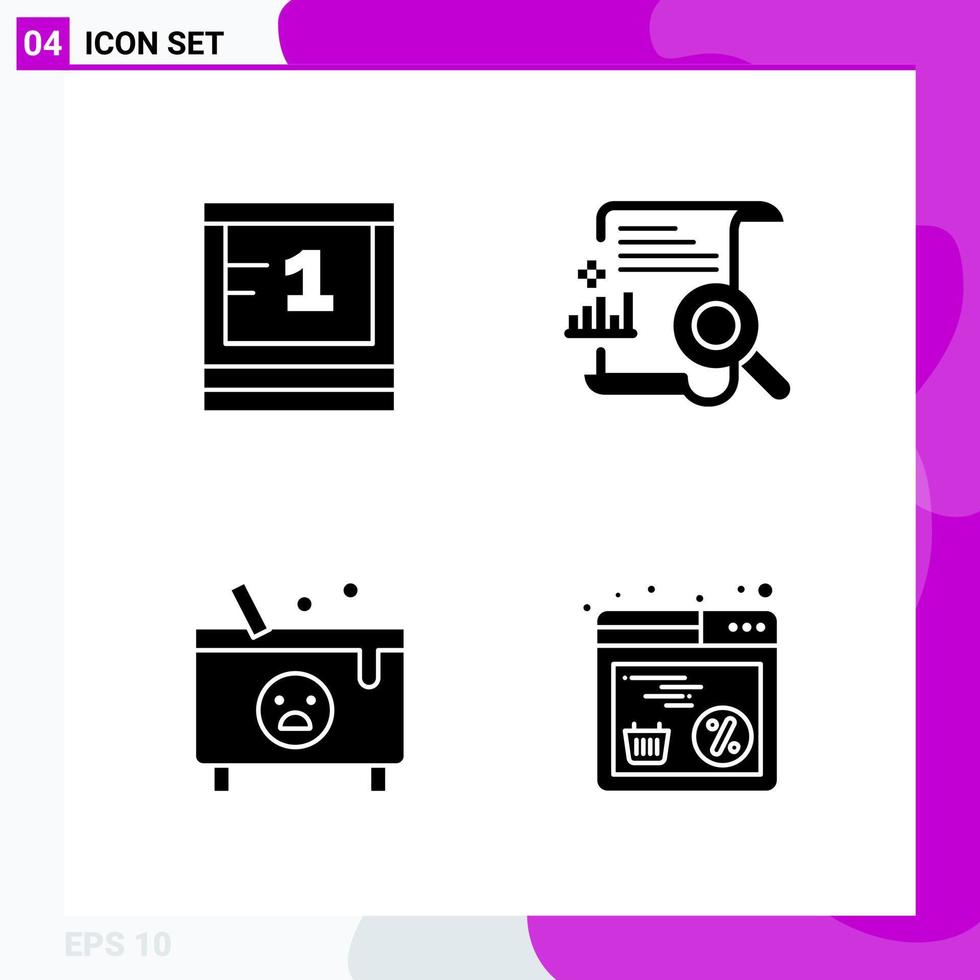 Solid Icon set Pack of 4 Glyph Icons isolated on White Background for Web Print and Mobile vector