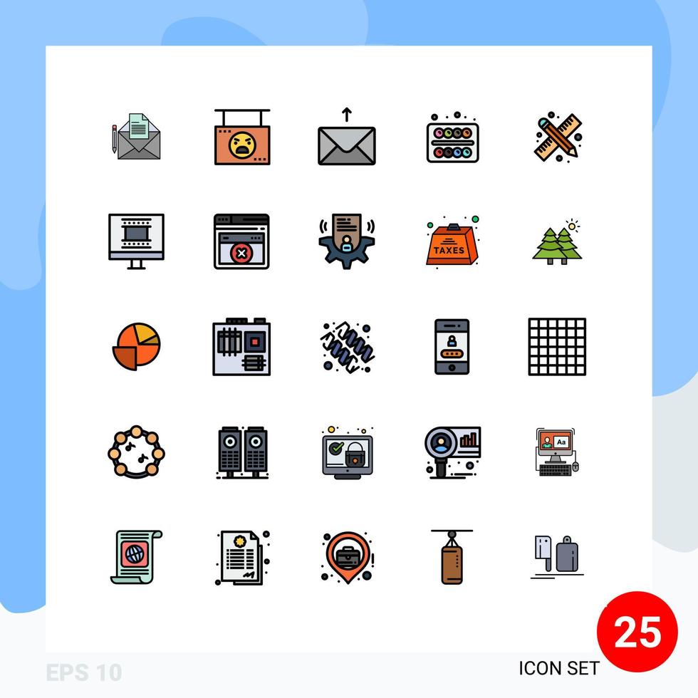 Set of 25 Modern UI Icons Symbols Signs for drawing tools student shop school office Editable Vector Design Elements