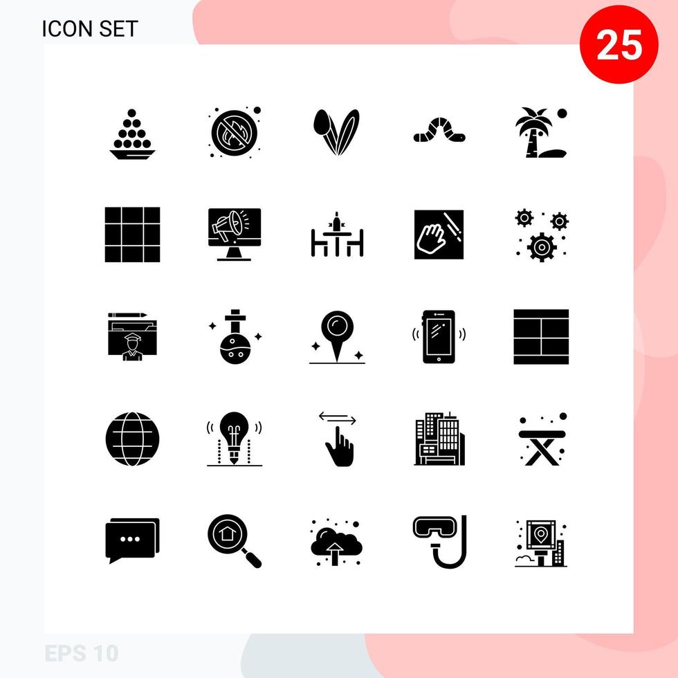 Stock Vector Icon Pack of 25 Line Signs and Symbols for insect animal fire rabbit bunny Editable Vector Design Elements