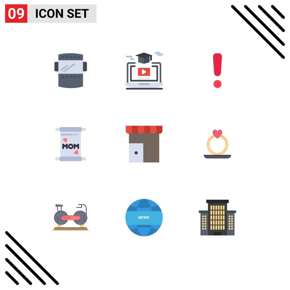 9 Universal Flat Colors Set for Web and Mobile Applications institute building mother hat mom sign Editable Vector Design Elements