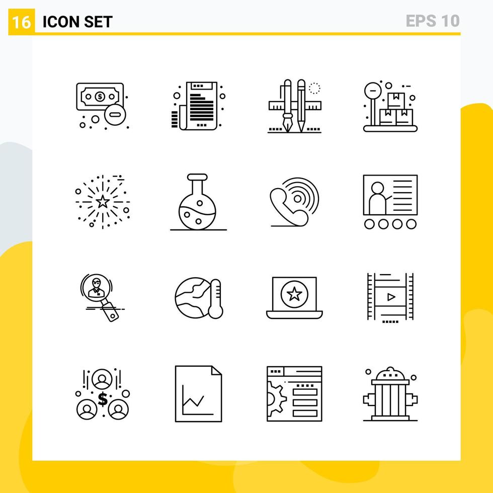 Collection of 16 Universal Line Icons Icon Set for Web and Mobile vector