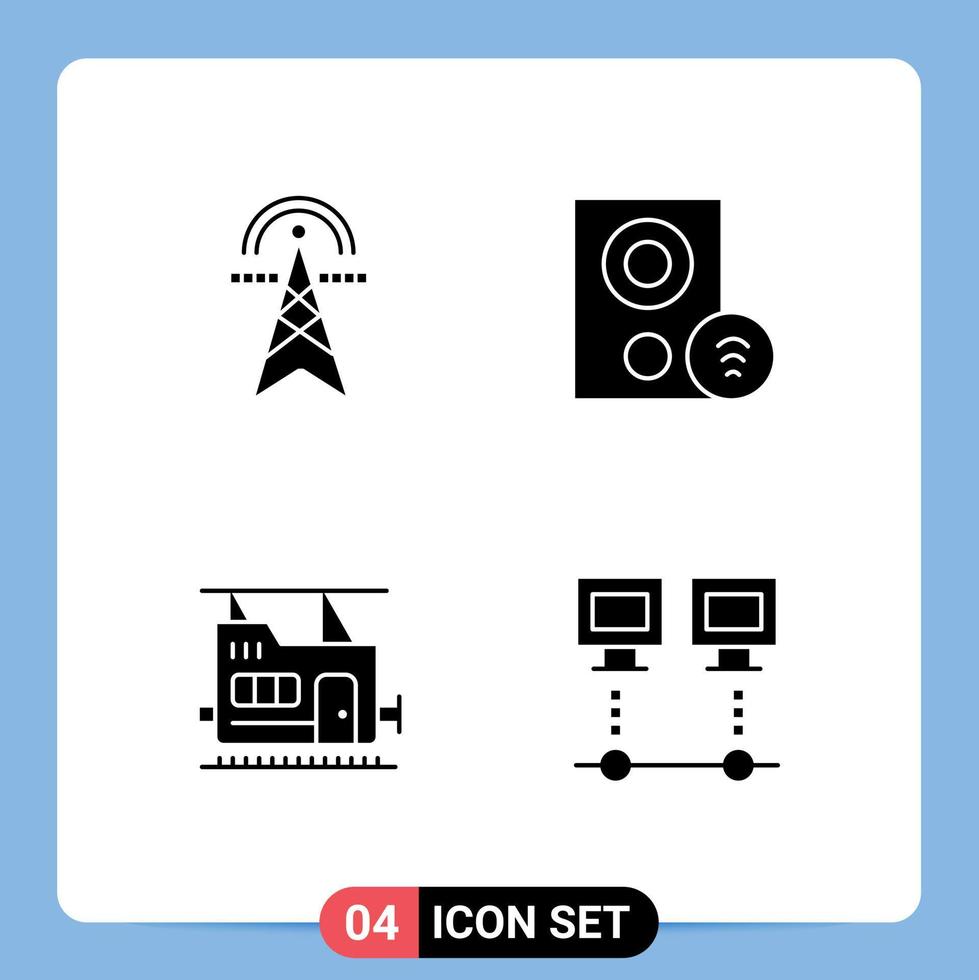 User Interface Solid Glyph Pack of modern Signs and Symbols of electric tower signal tower devices train Editable Vector Design Elements